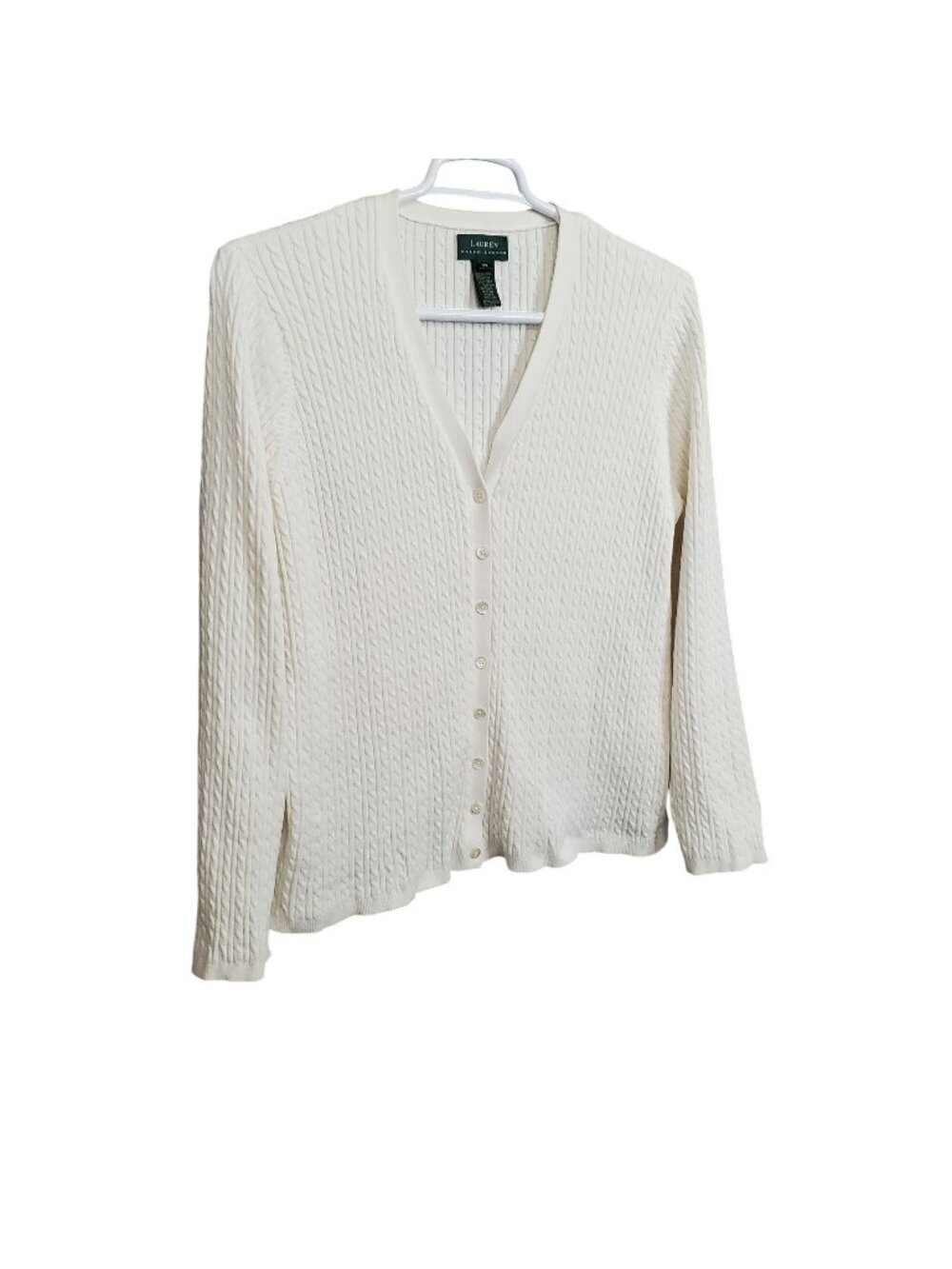 LRL Ralph Lauren Sz 2X Sweater Cardigan Cable Knit Button Front Textured Classic